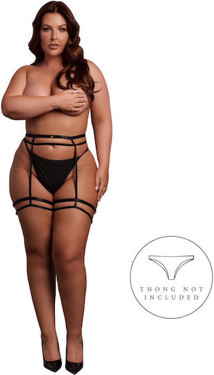 Double Strap Garter Belt Adjustable Sliders Plus Size Black