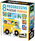 Headu 8 Progressive Puzzles Vehicles Large Pieces Children Over 2 Years Old