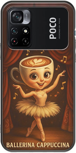 Brainrot Ballerina Cappuccina Xiaomi Poco M4 Pro 4G Black TPU Black Silicone