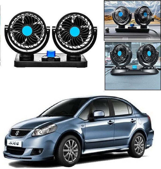 Car Fan 360' Rotatable Dual Head 2 Speed Auto Cooling Air Fan Hx-t304