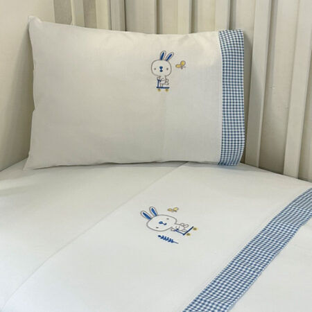 Bunny Bebe Комплект Бебешки Чаршафи За Количка Памучни с ластик Бели 160x110бр 3бр