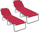 Vidaxl Folding Sunbed 2 Pcs Portable Red Fabric 600d Oxford 56x189x87cm Red
