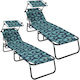 Vidaxl Folding Sunbeds 2 pcs Canopy Leaf Design 600d Oxford Fabric 56x190x81cm Green