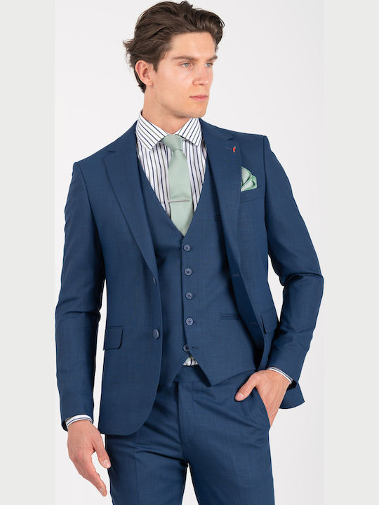 Vittorio Artist Men's Suit with Vest Blue