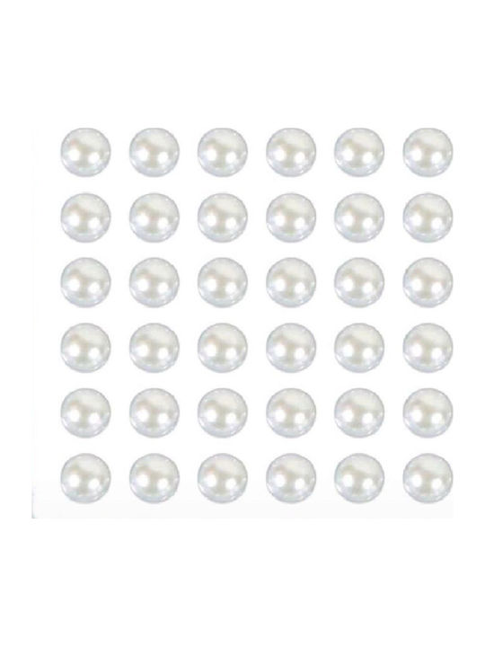 Sheet of White Pearl Stickers for Hairstyling Size 8mm 36 Pieces