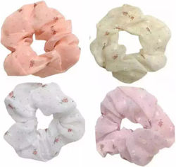 Set 4 Τεμ Scrunchie Σούρα Μαλλιών Κίτρινο Άσπρο Ροζ Σομόν Bode 47283
