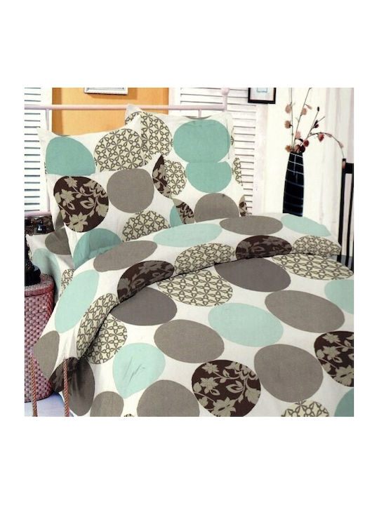 DeLuxe Pucioasa Set Husă de Pilotă Bumbac Dublă cu 2 Fețe de Pernă & 1 Cearsaf 200x220 Pacific