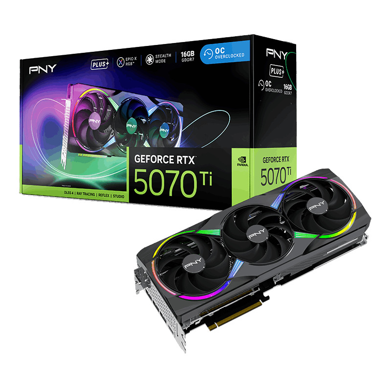 PNY GeForce RTX 5070 Ti 16GB GDDR7 ARGB Overclocked Triple Fan Plus Κάρτα Γραφικών