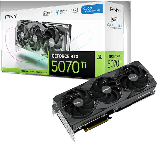PNY GeForce RTX 5070 Ti 16GB GDDR7 Overclocked Triple Fan Plus Κάρτα Γραφικών