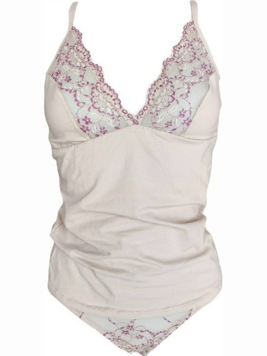 Magic Set de Lenjerie Cămașă de corp cu Slip Beige