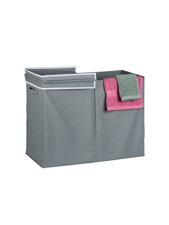 Relaxdays Coș De Rufe Din Țesătură 100lt Cu Capac 50x68x34cm Gri
