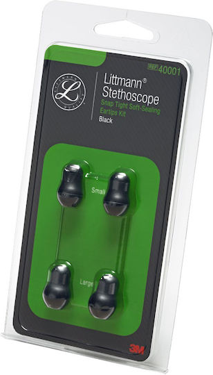 Set 4 Olivete pentru Stetoscop Littmann Mărime Mare Mică Moi Auto-etanșante 40001 Negru