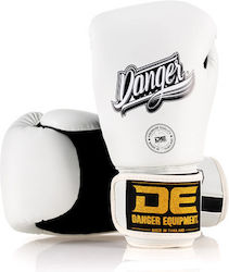 Danger Equipment Boxhandschuhe Leder für Kampf Weiß