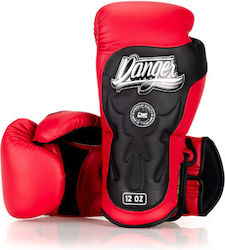 Danger Equipment Mănuși de Box din Piele Sintetică pentru Competiție Roșii