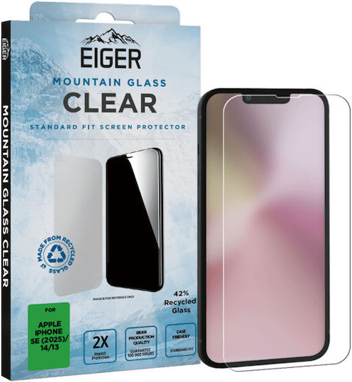 Eiger 0.3мм Закалено стъкло (iPhone 16e, iPhone 14, iPhone 13, iPhone 13 Pro)