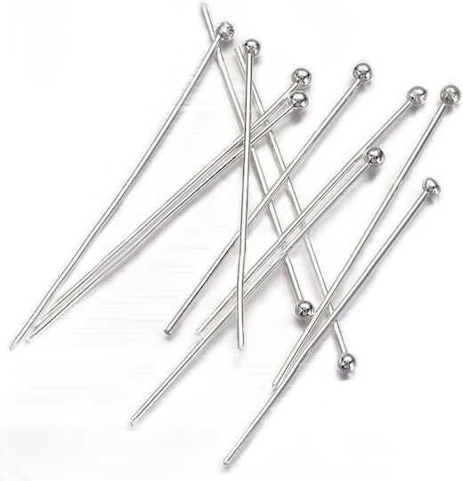 Ατσάλι Γράνες Μπίλια 2mm Ασημί 40mm 10τμχ 6-42