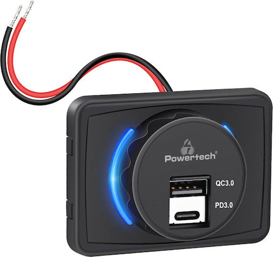Powertech Πρίζα Usb Σκάφη & Οχήματα Ptl-027 Usb & Usb-c Ptl-027