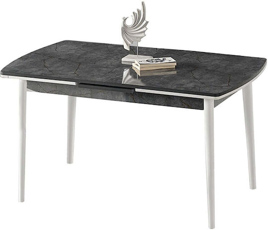 Toskana Tisch Speisesaal Ausziehbar mit Steinoberfläche Stone Effect Anthracite-white 170x76.5x79cm