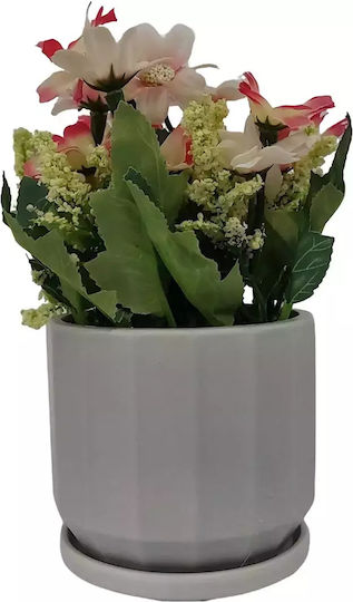 Artificial Plant Pink-White Flowers Modern Ceramic Pot