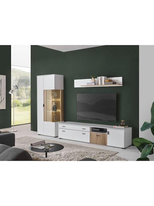 Wohnzimmer TV-Einheit Belmelu 124 Άσπρο, Δρυς m...
