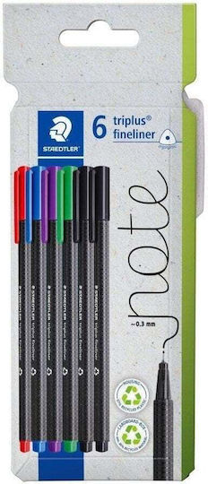Staedtler Triplus Μαρκαδόροι Σχεδίου 0.3mm Σετ 6 χρώματα