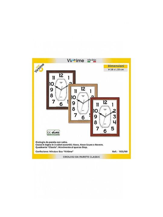 Virtime Стенен часовник Дърво Бял 23x28см
