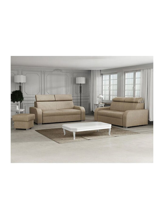 Etrcala 107 Living Room Furniture Set 2-Seater & 2-Seater & Stool Brown
