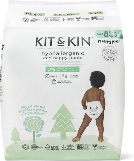 Kit & Kin Tape Diapers Eco-Friendly Hypoallergenic No. 8 for 19+kg 14pcs