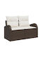 Zweisitziges Sofa Außenbereich Rattan mit Kissen 55x55x37cm