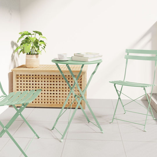 Sitting Room Outdoor Foldable Metal Table Light Mint 50x50x71cm