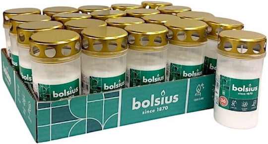 Κερί Διαρκείας Bolsius 36 Ωρών Καπάκι Λευκό Κιβώτιο 20τμχ