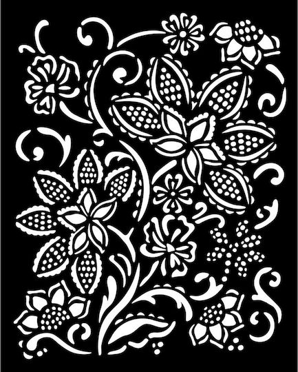 Thick Stencil Stamperia 20x25cm Timeless Batik Flower