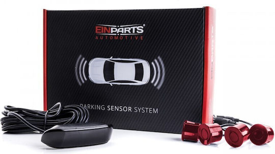 Einparts Car Parking System with Screen and 4 Sensors 22mm in Red Color