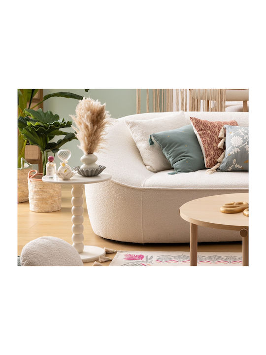 Round Side Table Alix Made of Solid Wood Ivory 38x38x50 cm
