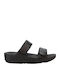 Leather Women's Flat Sandals in Black Color