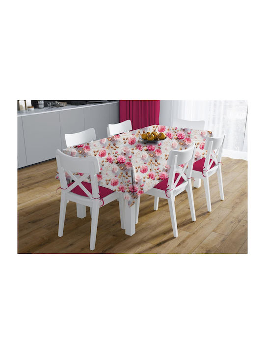 Tablecloth Stain Resistant Set 2pcs Roses 465 Grey-pink 140x220cm