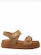 Leather Women's Flat Sandals Beige/Tan