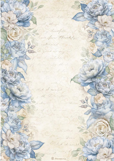 Decoupage Rice Paper Stamperia 21x29cm A4 Timeless Flowers Border