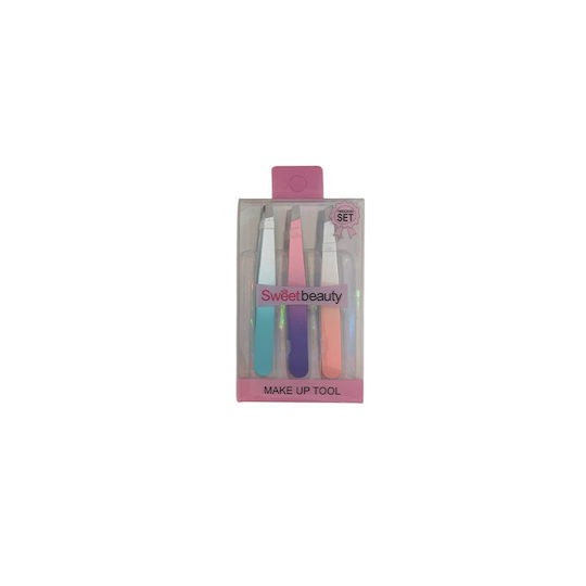 Beauty Salon Sweet Beauty Multicolored Eyebrow Tweezers Set of 3