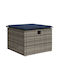 Gartenhocker Würfel Außeneinsatz Rattan mit Grau Kissen 55x55x37cm
