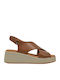 Women's Leather Platform Shoes Tabac Brown
