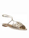 Women's Flat Sandals in Gold Color