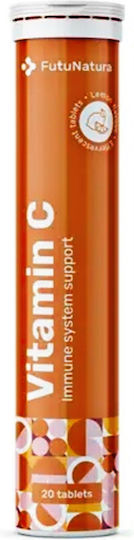 FutuNatura Vitamin C for Immune System Boost, the Skin & Antioxidant Action 80mg Lemon 20 Tablets
