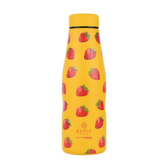 Estia Travel Flask Save the Aegean Recycelbar Flasche Thermosflasche Rostfreier Stahl BPA Frei 500ml Berry Bright