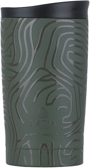 Estia Travel Mug Save The Aegean Glass Thermos Stainless Steel BPA Free 350ml Olive Flow