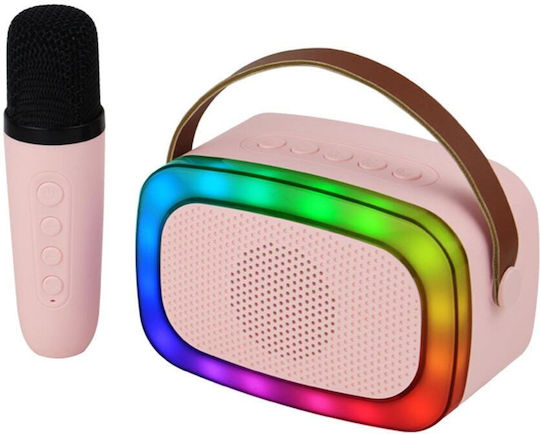 Sistem De Karaoke Cu Microfon Fără Fir Și Efecte De Iluminare 22268 Roz