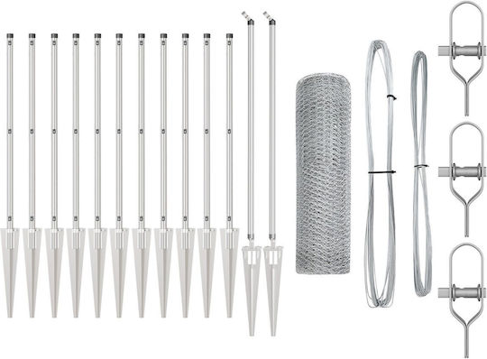 vidaXL Verzinkter Stacheldraht Drahtzaun Set Grau 0.4x25m