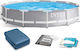 Intex Prism Frame Round Swimming Pool PVC with Metallic Frame Gray 6-in-1