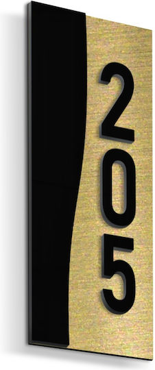 Klebendes Schild Nummernrahmen ''Nummer Ihrer Wahl'' 70mmx160mm Gold Schwarz Acryl Kunststoff 3mm Nr. 576244