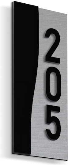 Adhesive Sign Number Frame ''Your Choice of Numbering'' 70mmx160mm Inox Matte Black Acrylic Plastic 3mm No 767488